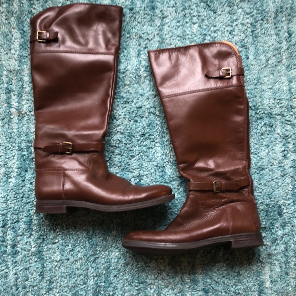 Brown leather riding boot